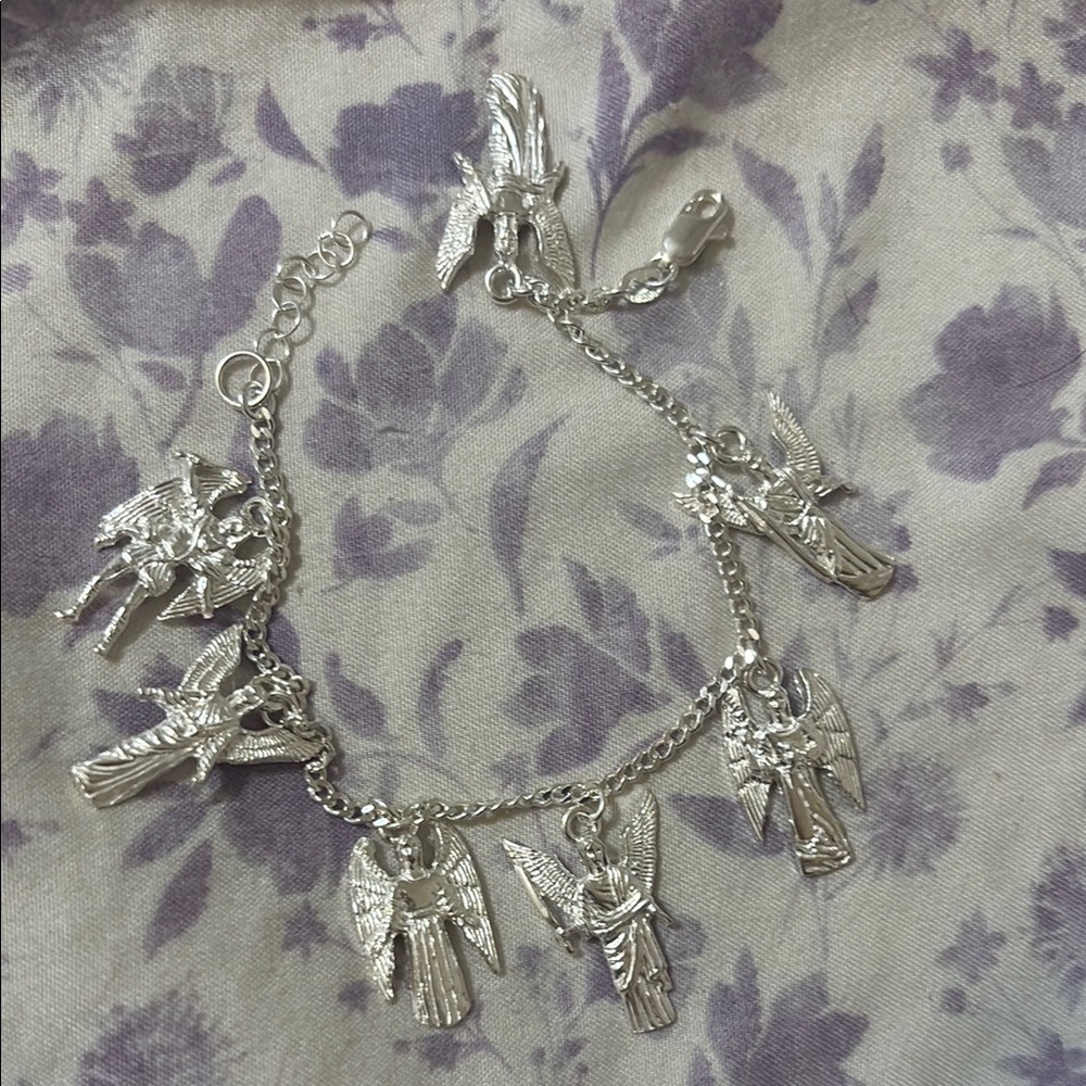 Women's Silver Angel Charm Bracelet - Religious Charm Chain